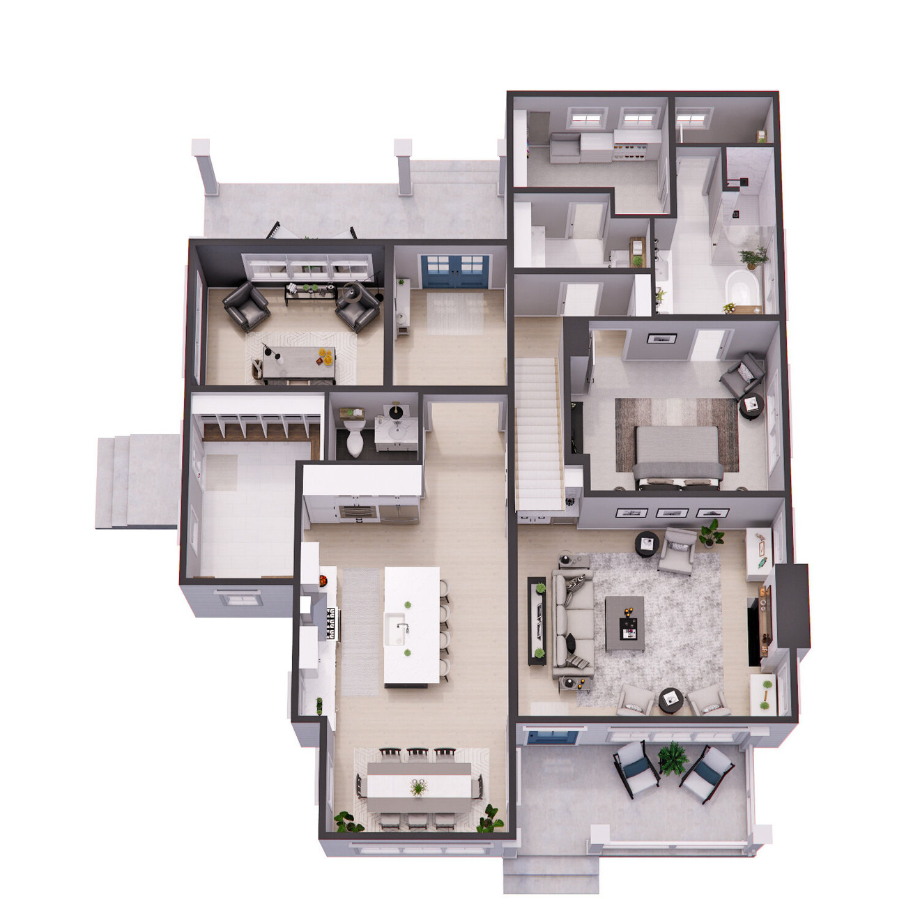 Farmhouse House Plan - Maisie 16544 - 1st Floor Plan Dollhouse - 