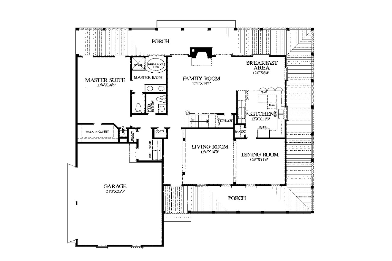 Country House Plan - Carolina Country Cottage 90453 - 1st Floor Plan