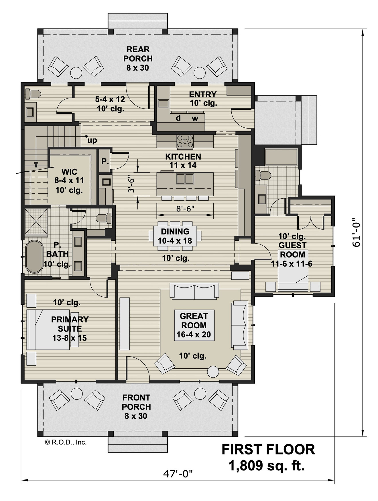 Farmhouse House Plan - Monroe 64493 - 1st Floor Plan