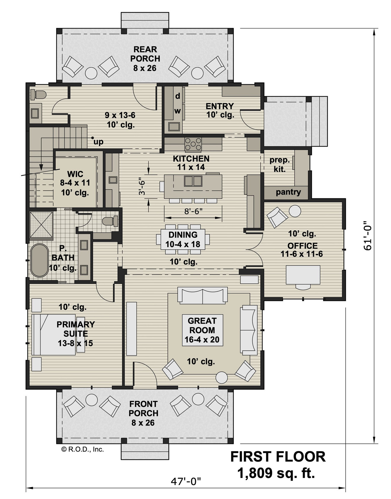 Farmhouse House Plan - Myrtle 70192 - 1st Floor Plan