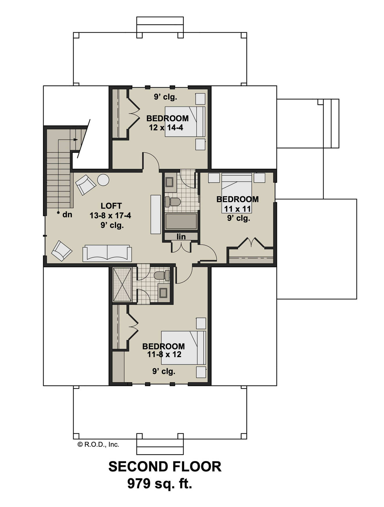 Farmhouse House Plan - Myrtle 70192 - 2nd Floor Plan