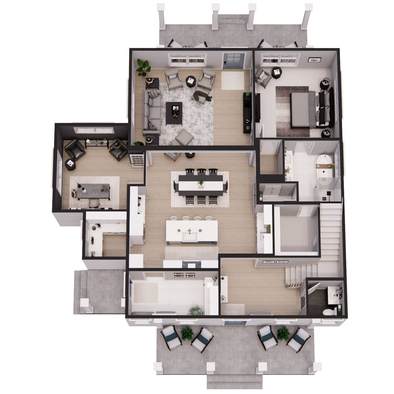 Farmhouse House Plan - Madison 63337 - 1st Floor Plan Dollhouse - 
