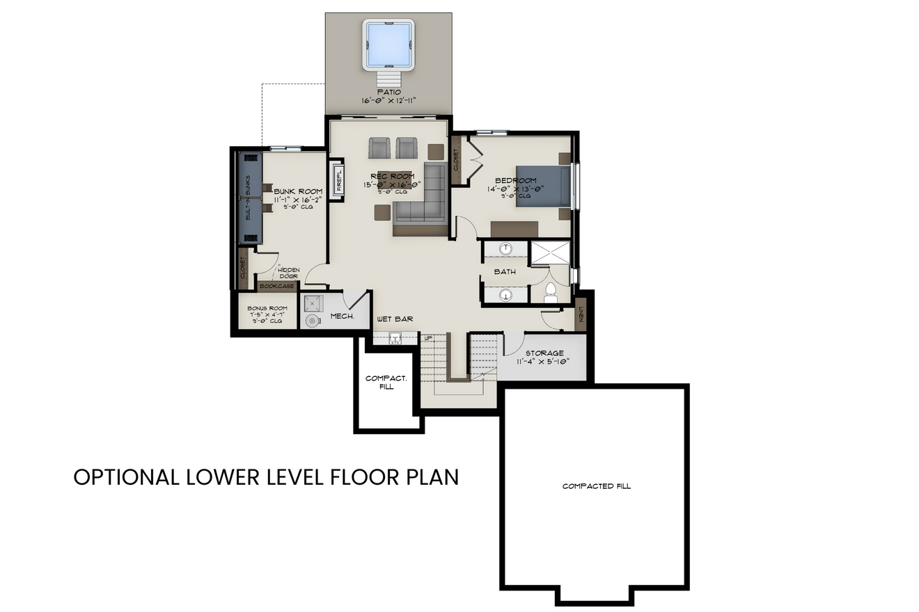 Mountain Rustic House Plan - Arctic Lupine 47306 - Basement Floor Plan