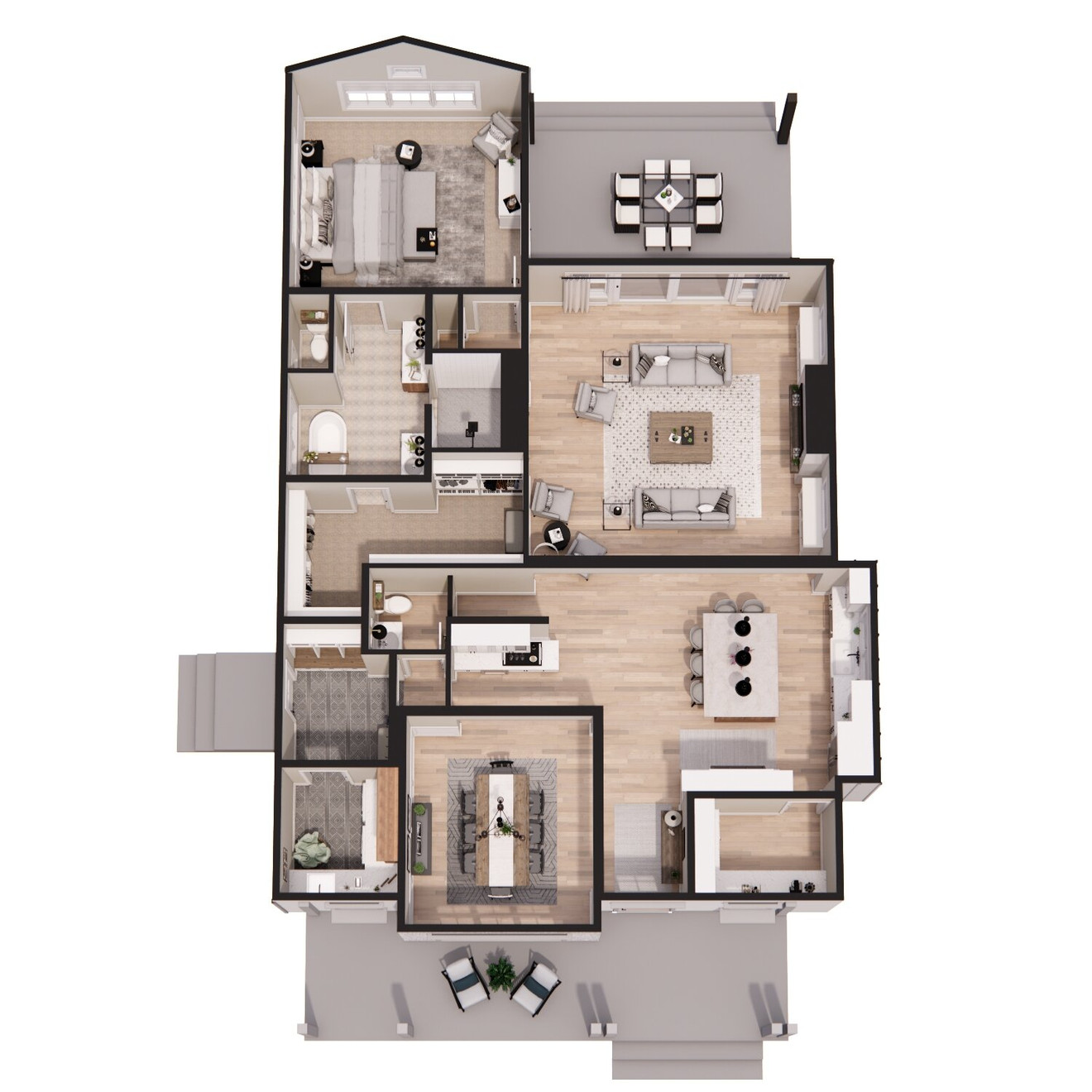Farmhouse House Plan - Silver Lake 15251 - 1st Floor Plan Dollhouse - 