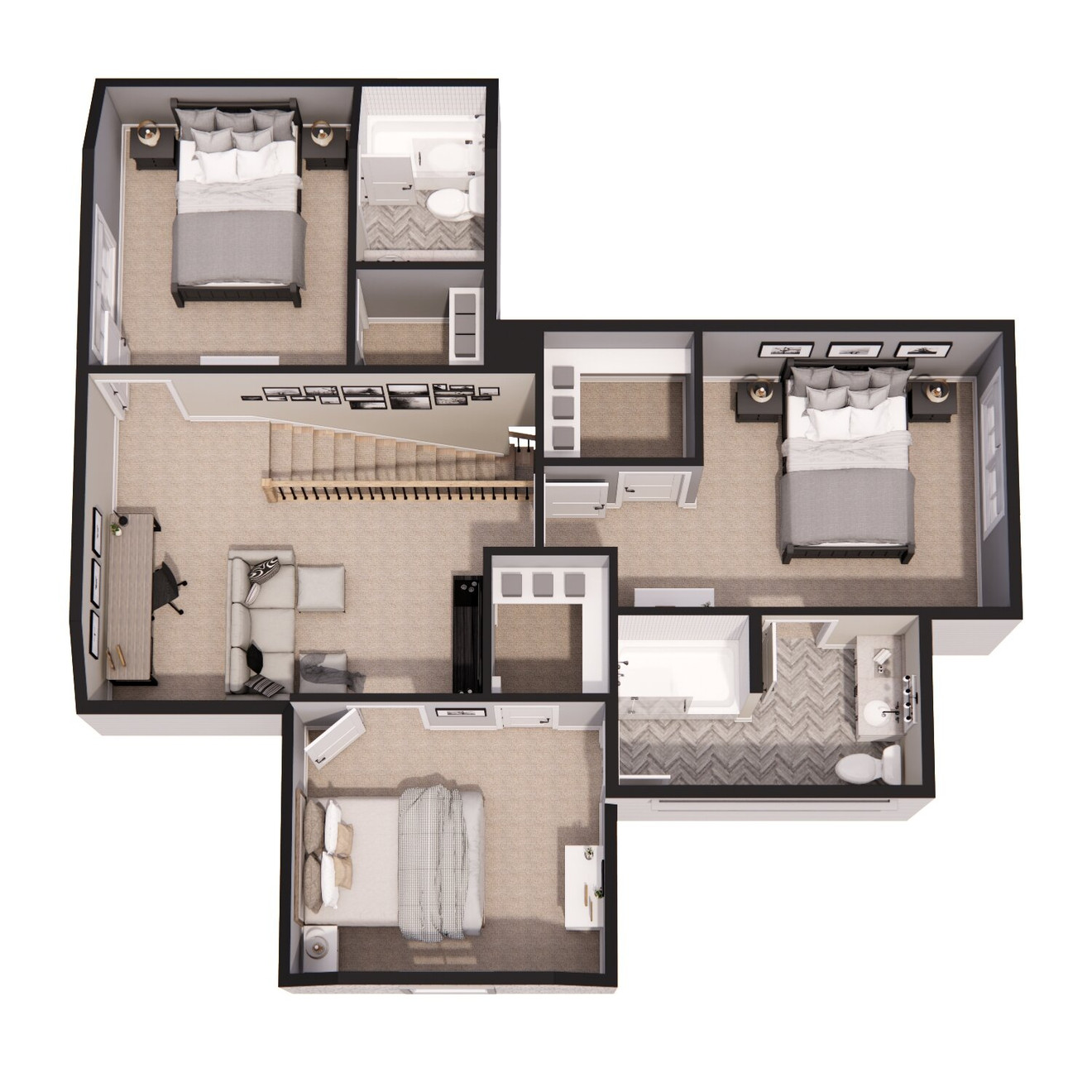 Farmhouse House Plan - Silver Lake 15251 - 2nd Floor Plan Dollhouse - 