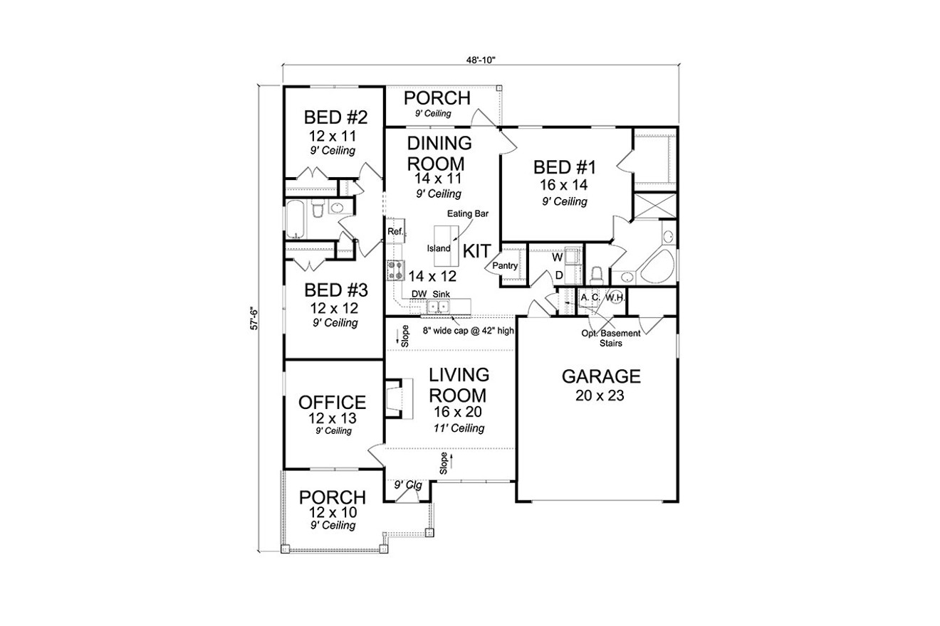 Cottage House Plan - Green Lane 14841 - 1st Floor Plan
