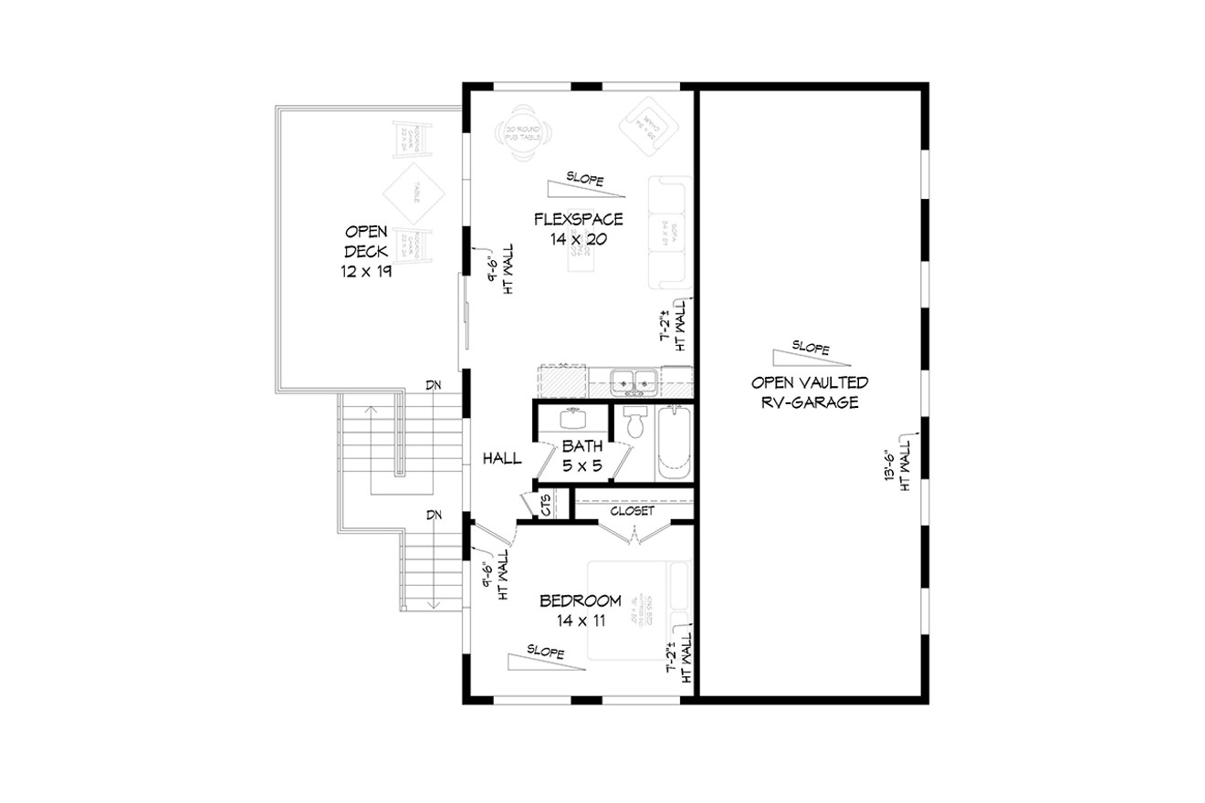 Secondary Image - Contemporary House Plan - Clear Creek Garage 90782 - 2nd Floor Plan