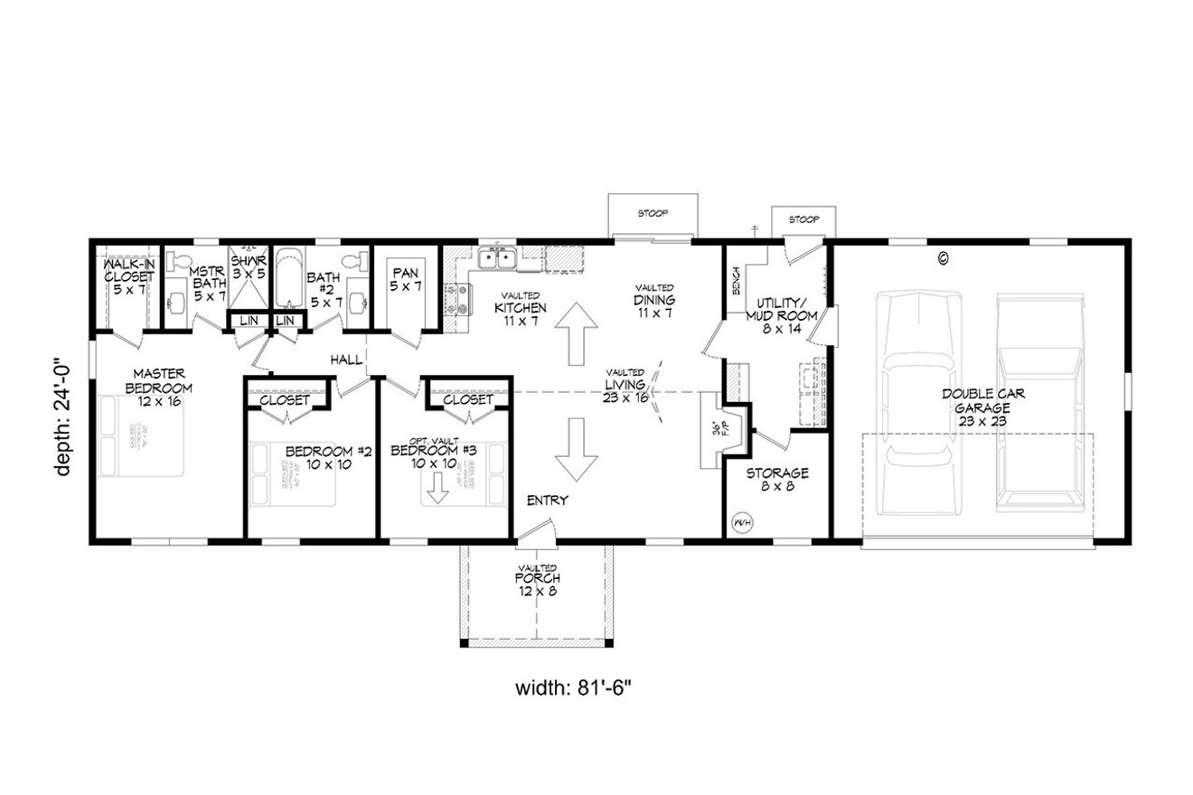 Farmhouse House Plan - Fairhaven 3 89247 - 1st Floor Plan