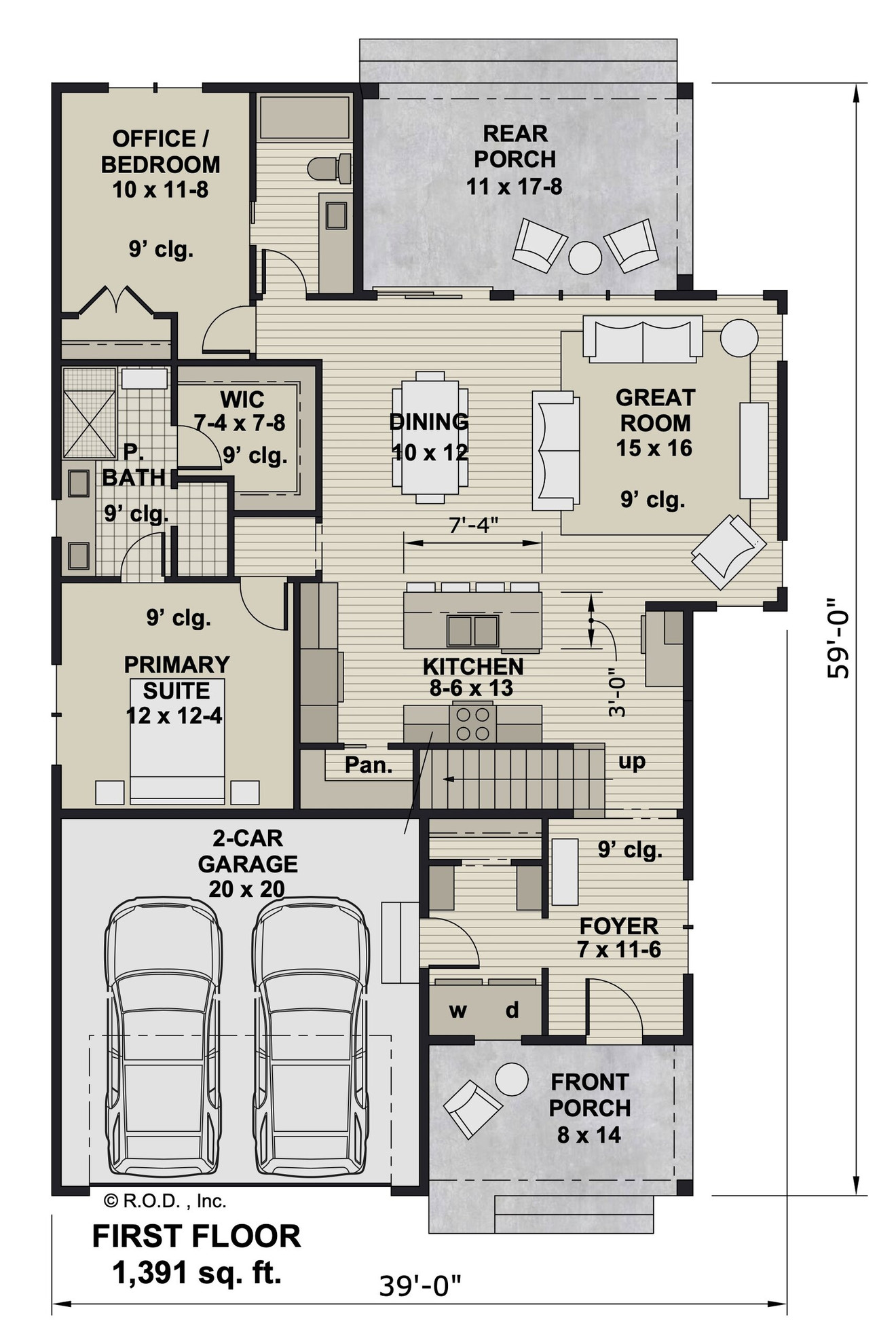 Craftsman House Plan - Gainesville 75005 - 1st Floor Plan
