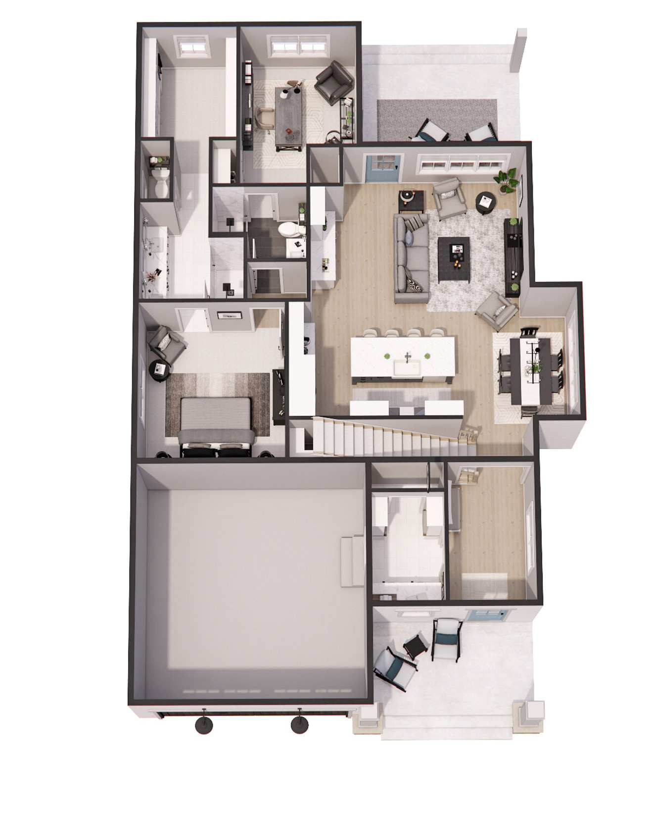Craftsman House Plan - Gainesville 75005 - 1st Floor Plan Dollhouse - 