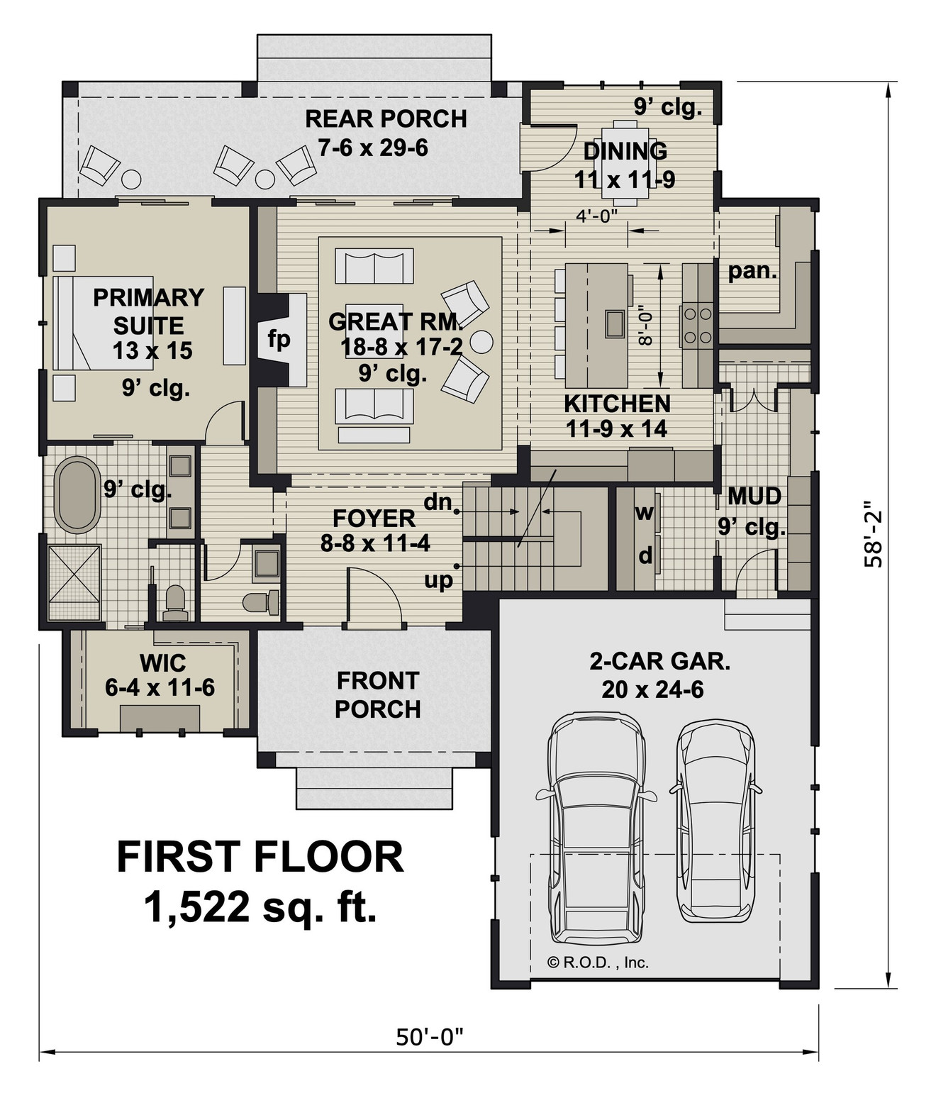 Farmhouse House Plan - Mill Creek 84384 - 1st Floor Plan