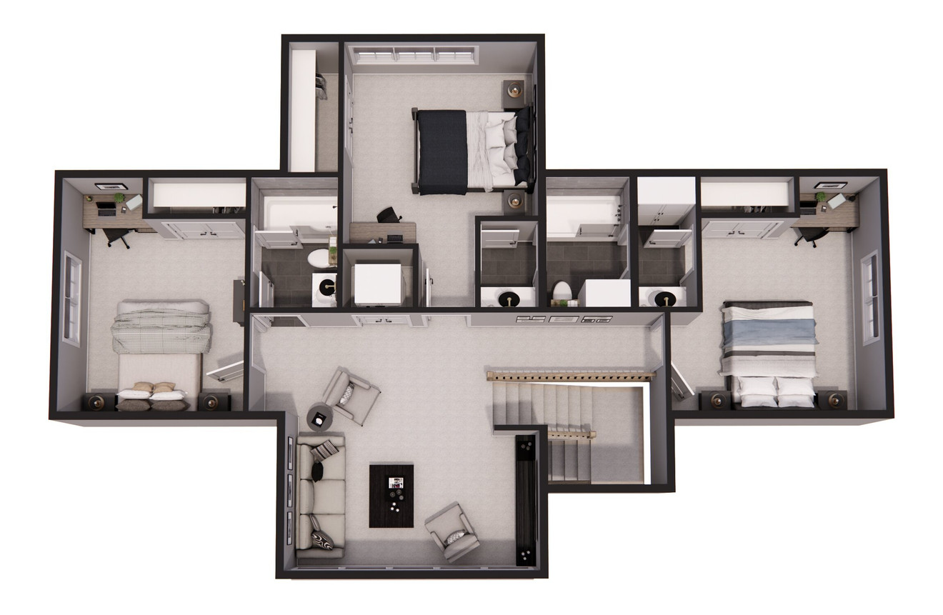 Farmhouse House Plan - Mill Creek 84384 - 2nd Floor Plan Dollhouse - 