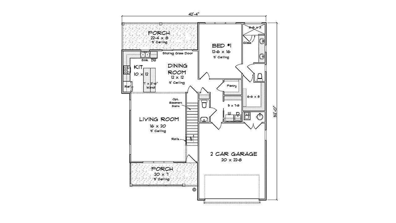 Cottage House Plan - 27374 - 1st Floor Plan