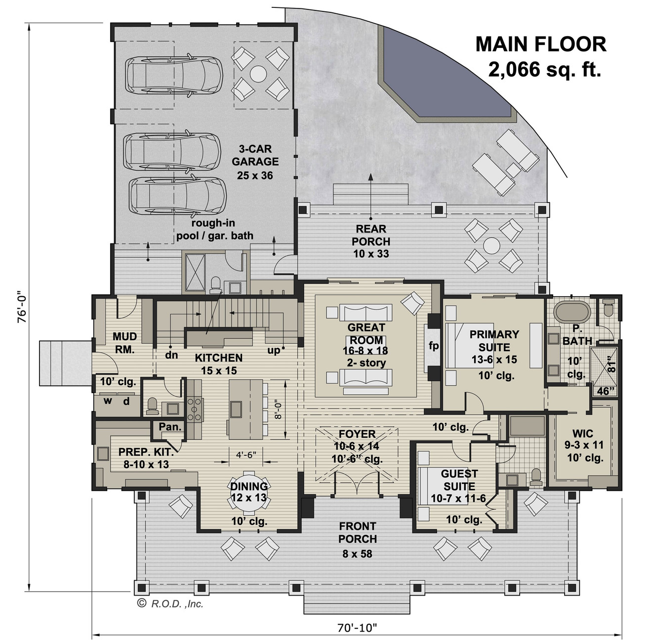 Farmhouse House Plan - Riverside Oaks 53829 - 1st Floor Plan