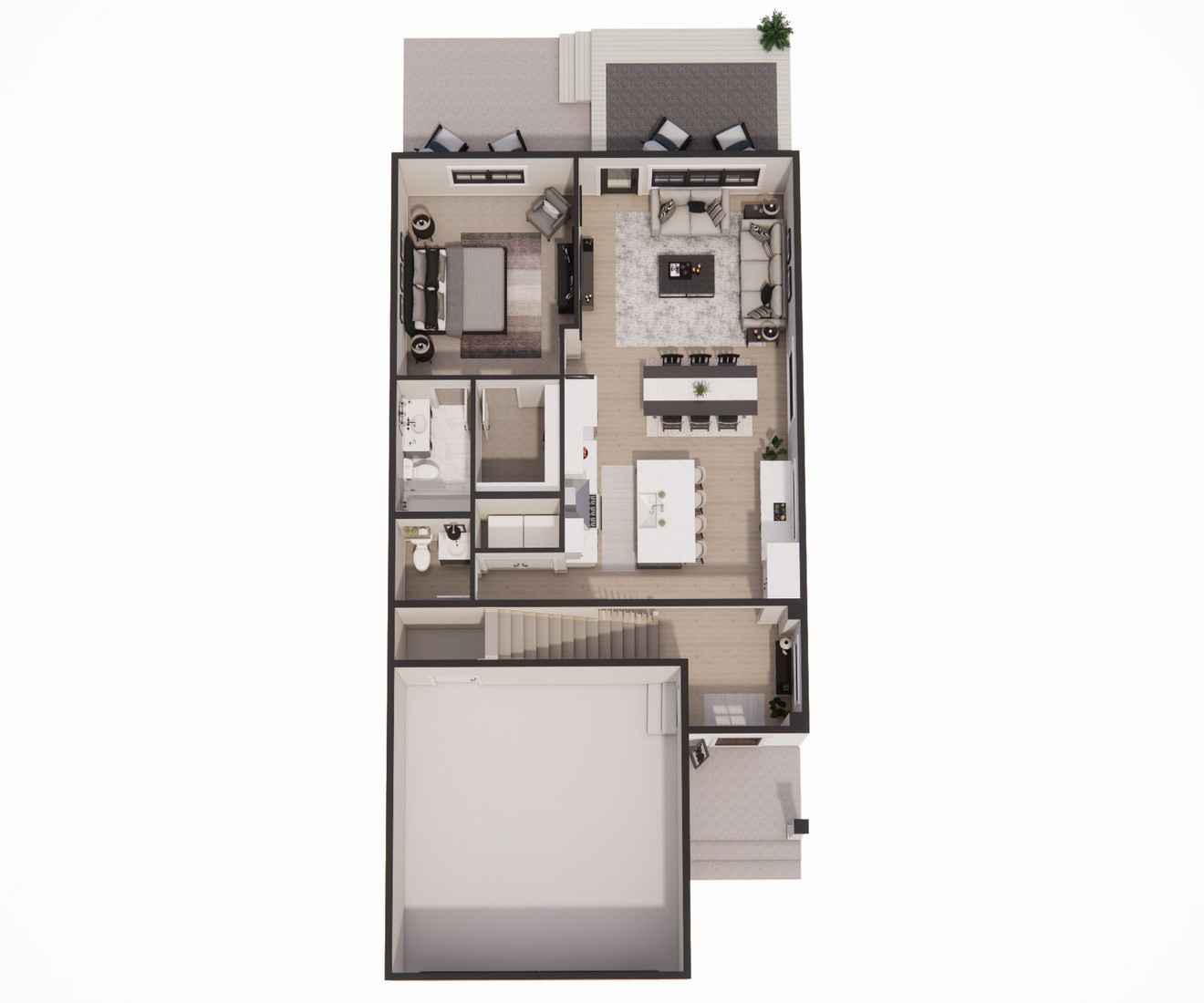 Farmhouse House Plan - Rhodes 14700 - 1st Floor Plan Dollhouse - 