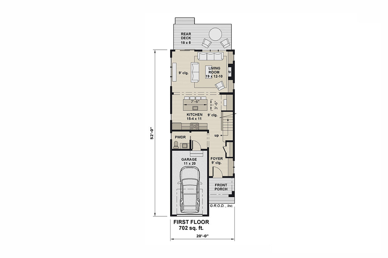 Craftsman House Plan - Conrad 61803 - 1st Floor Plan
