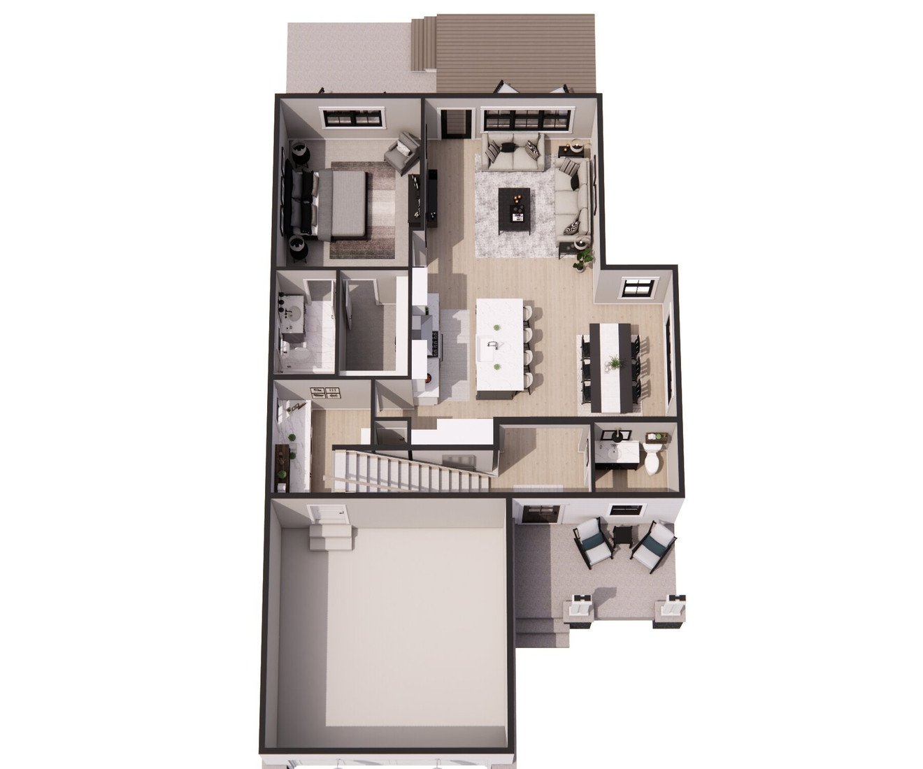Farmhouse House Plan - Ramsey 53647 - 1st Floor Plan Dollhouse - 