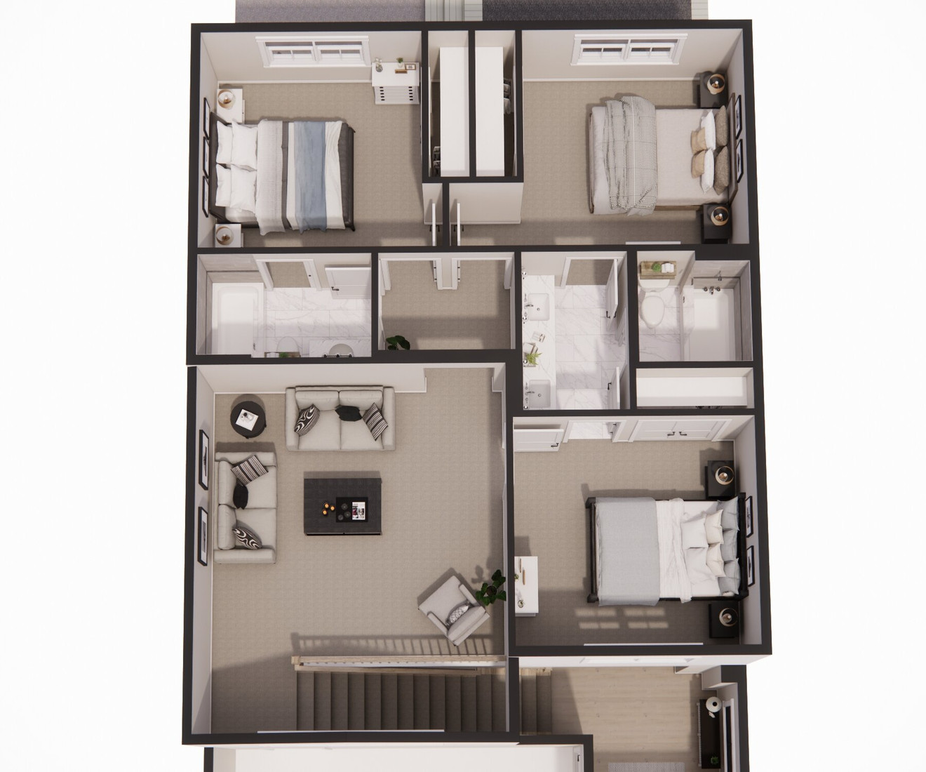 Craftsman House Plan - Walden 80885 - 2nd Floor Plan Dollhouse - 