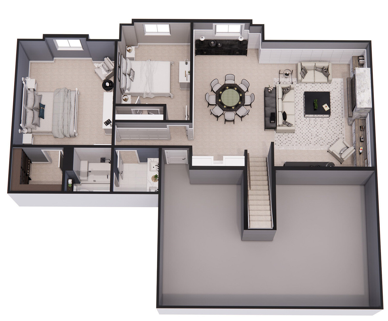 Craftsman House Plan - Ivy Ridge 69314 - Basement Floor Plan Dollhouse - 
