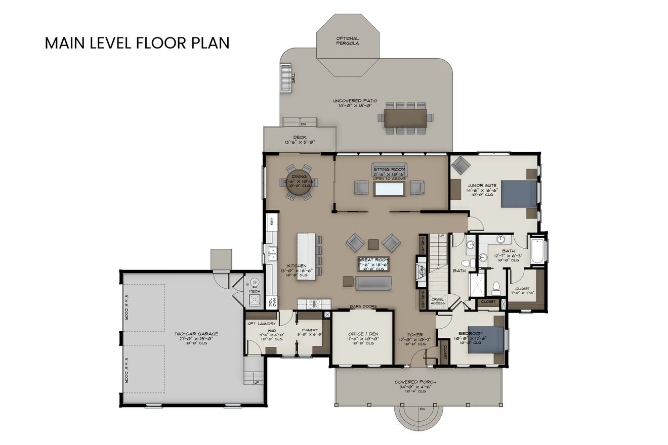 Farmhouse House Plan - Mystic Lake 84402 - 1st Floor Plan