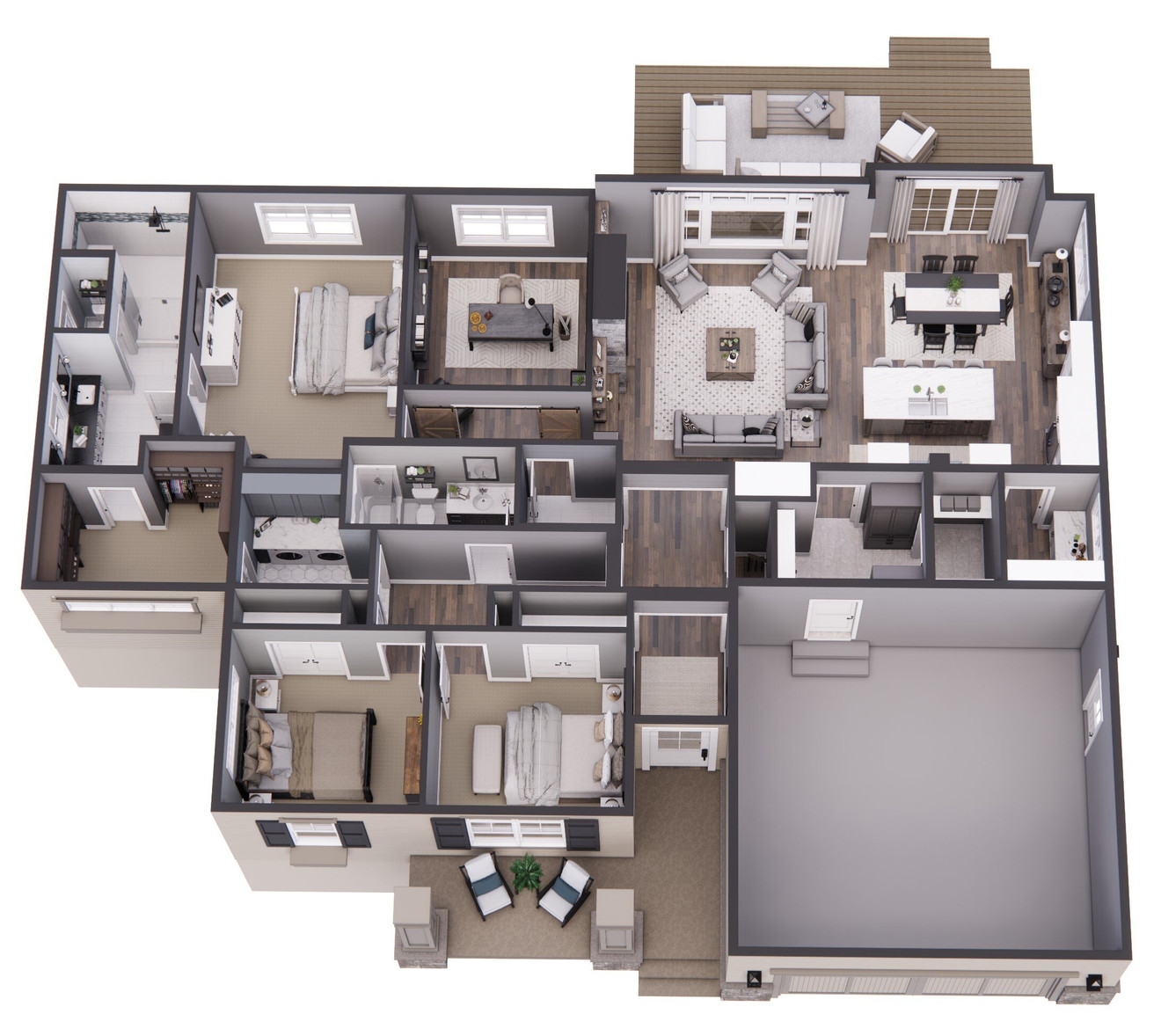 Traditional House Plan - Fox Hollow 45883 - 1st Floor Plan Dollhouse - 