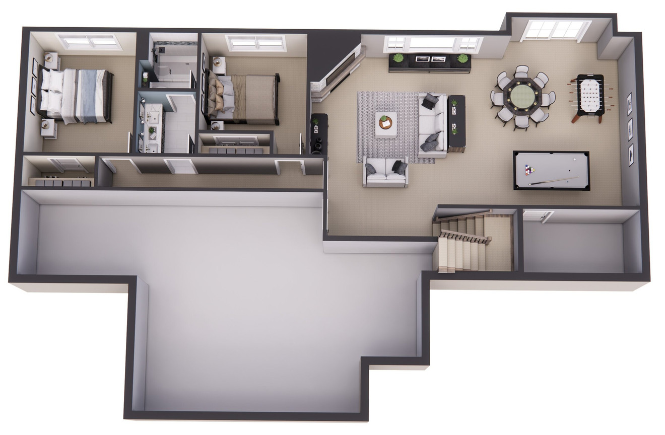 Traditional House Plan - Fox Hollow 45883 - Basement Floor Plan Dollhouse - 