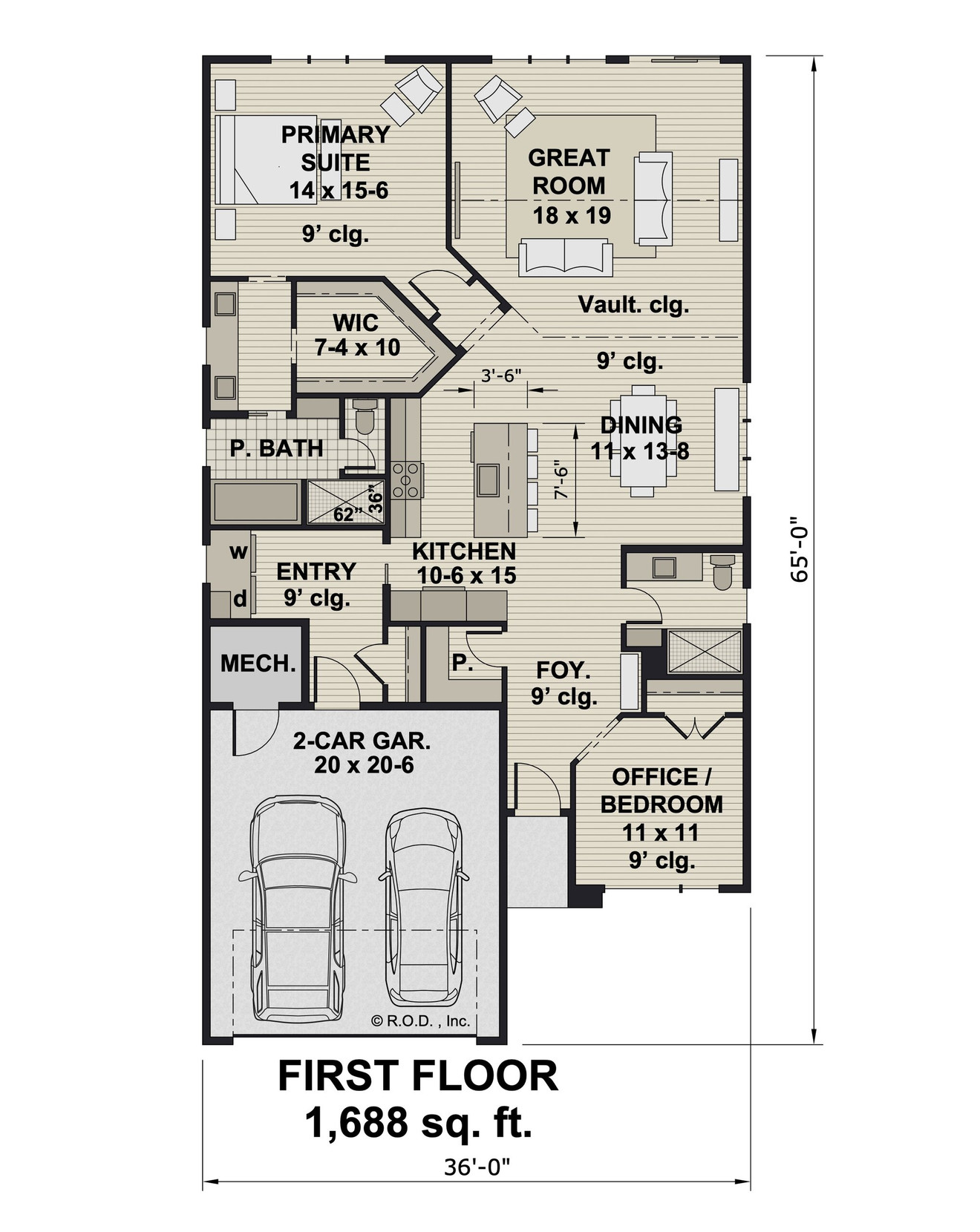 Contemporary House Plan - Lydia 50868 - 1st Floor Plan