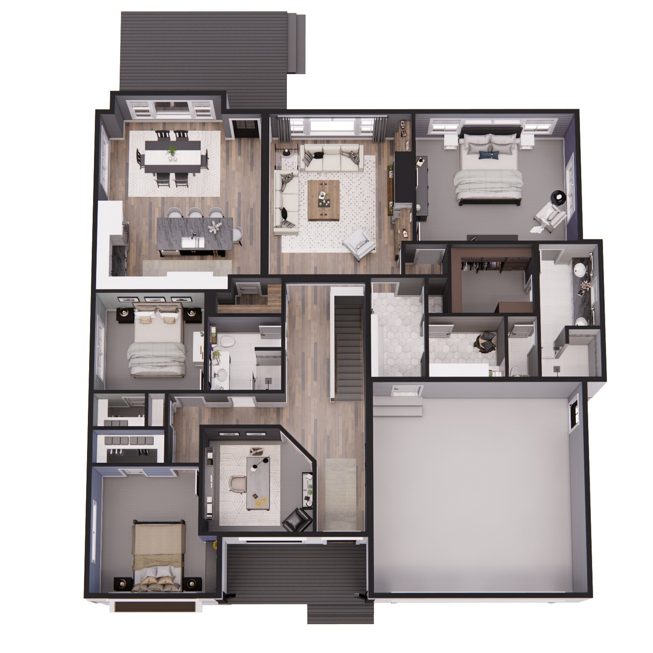 Farmhouse House Plan - Briars 56103 - 1st Floor Plan Dollhouse - 