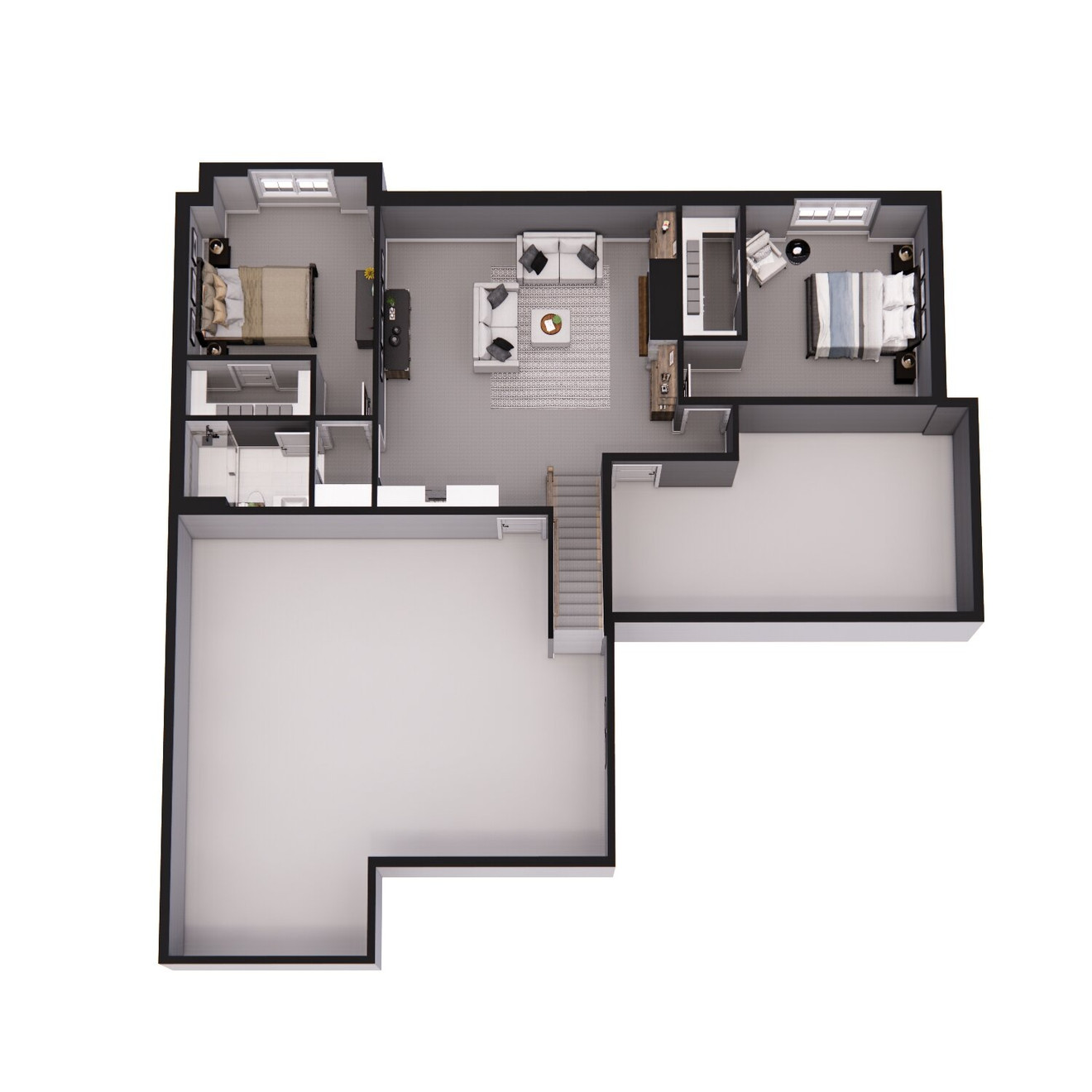 Farmhouse House Plan - Briars 56103 - Basement Floor Plan Dollhouse - 