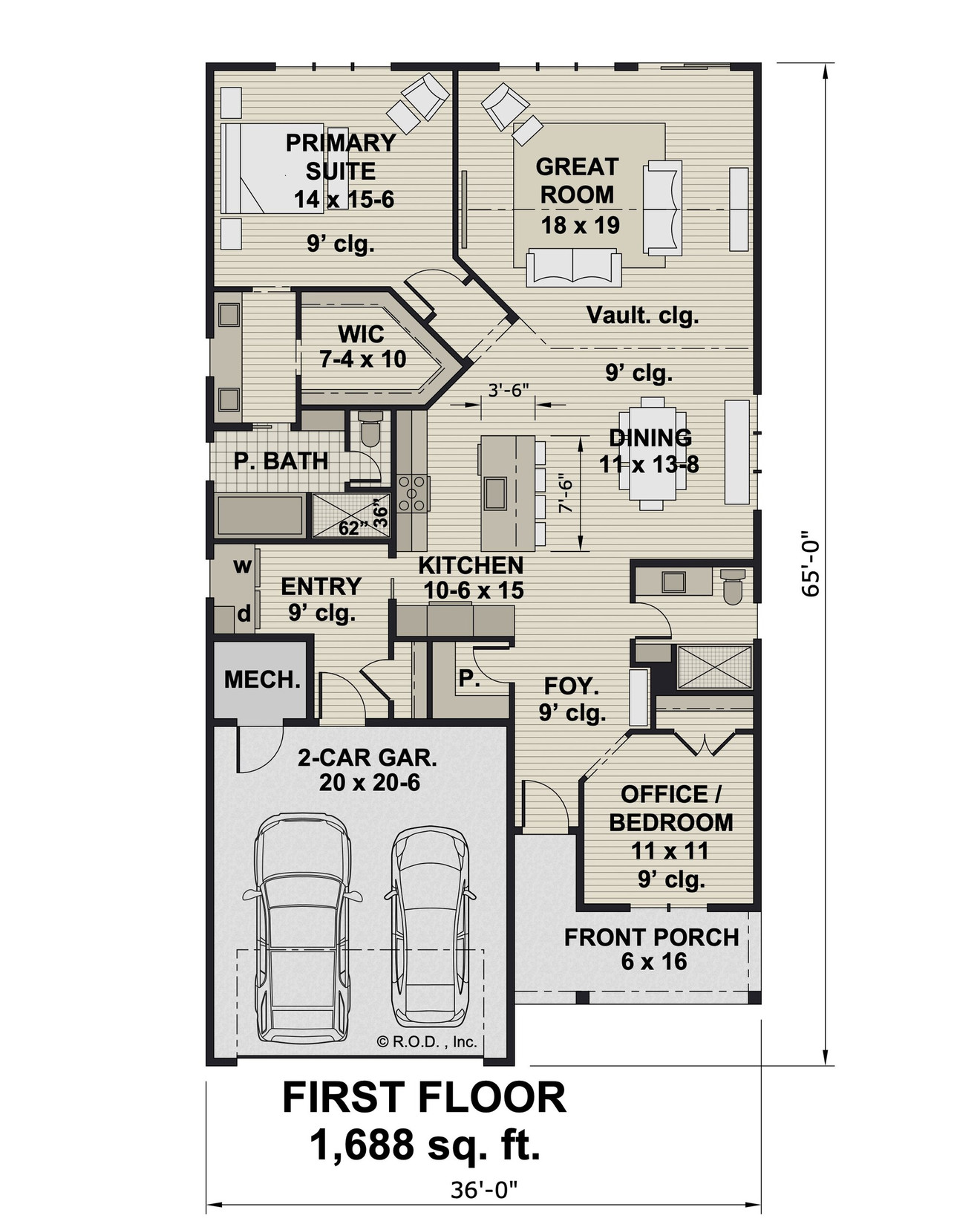 Farmhouse House Plan - Amelia 59718 - 1st Floor Plan