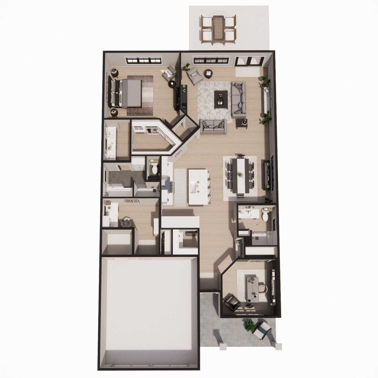 Farmhouse House Plan - Amelia 59718 - 1st Floor Plan Dollhouse - 