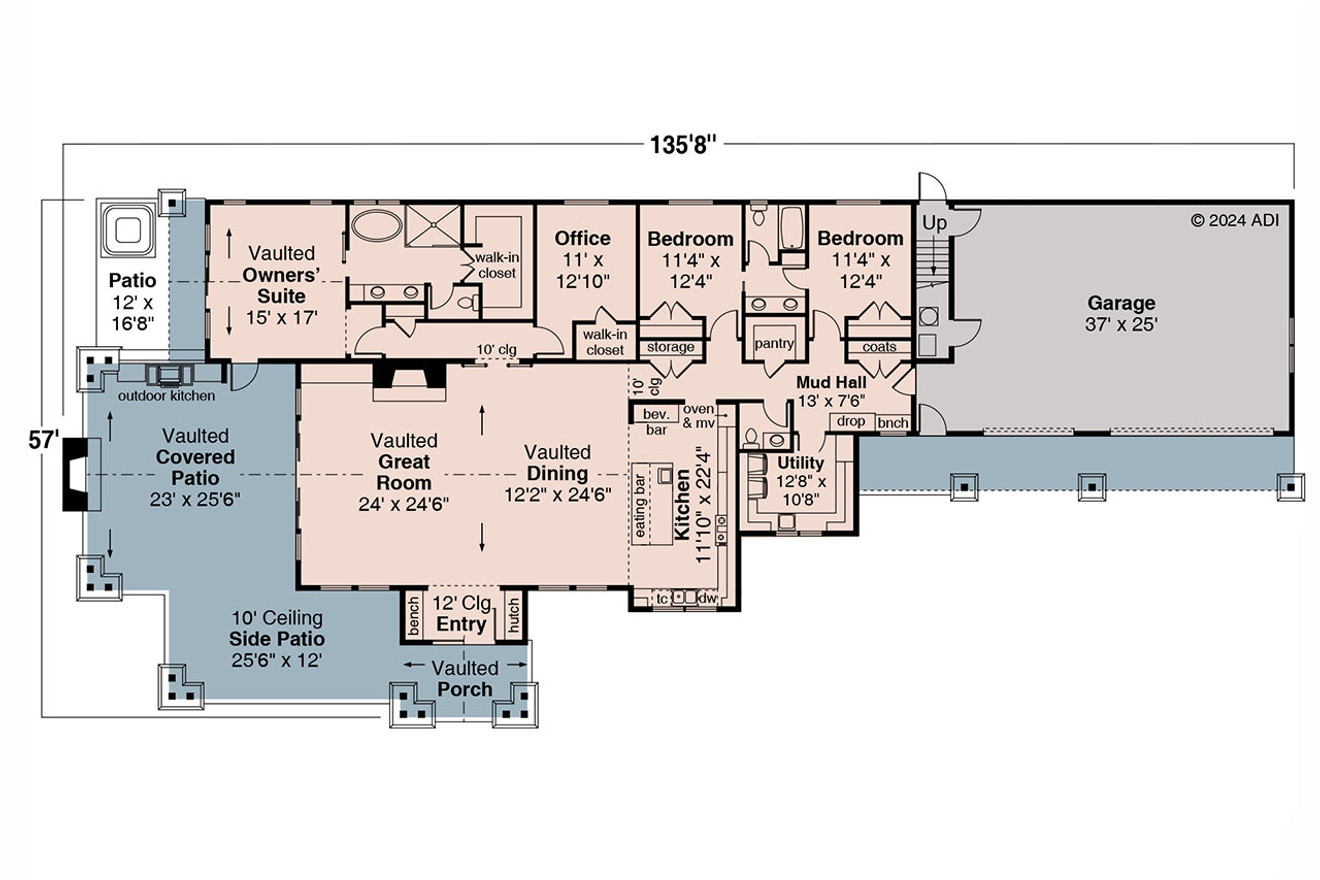 Craftsman House Plan - Rayne 54144 - 1st Floor Plan