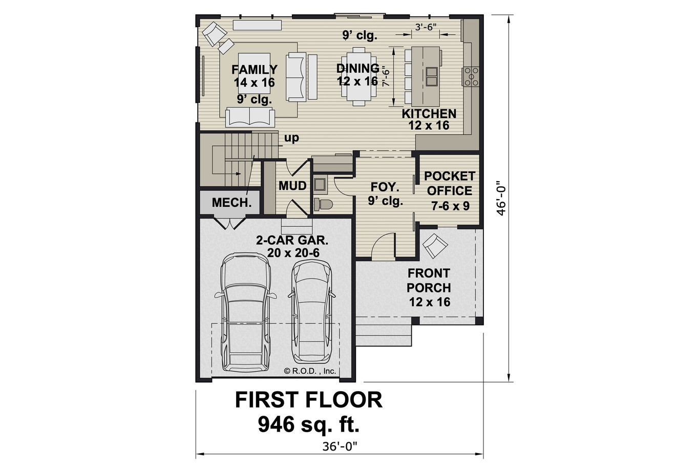 Farmhouse House Plan - Lansing 92535 - 1st Floor Plan