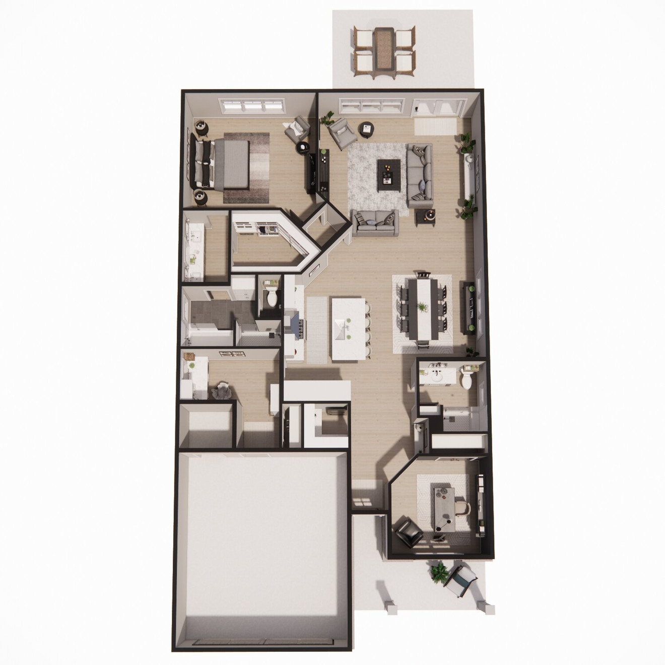 Craftsman House Plan - Cecilia 99180 - 1st Floor Plan Dollhouse - 
