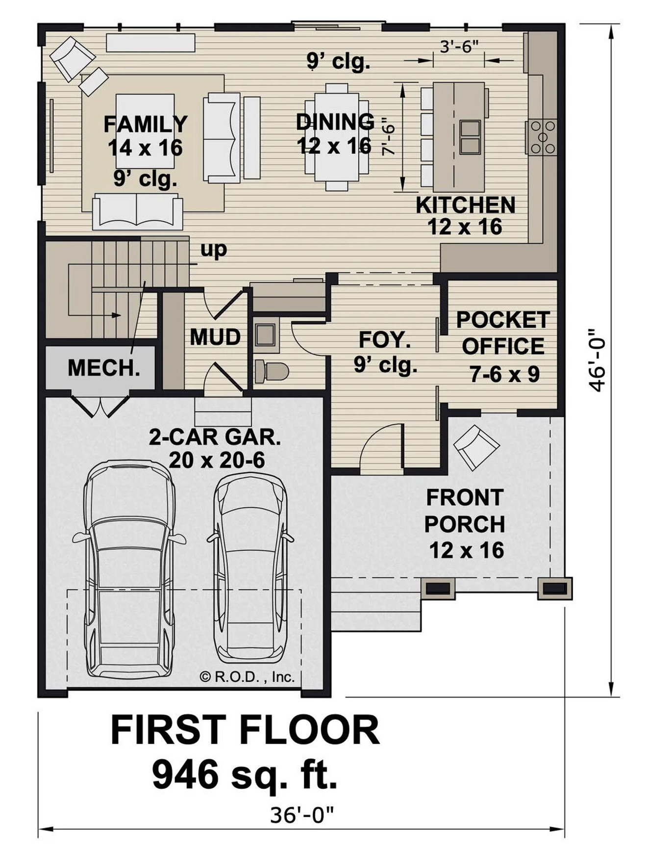 Bungalow House Plan - Huron 18515 - 1st Floor Plan