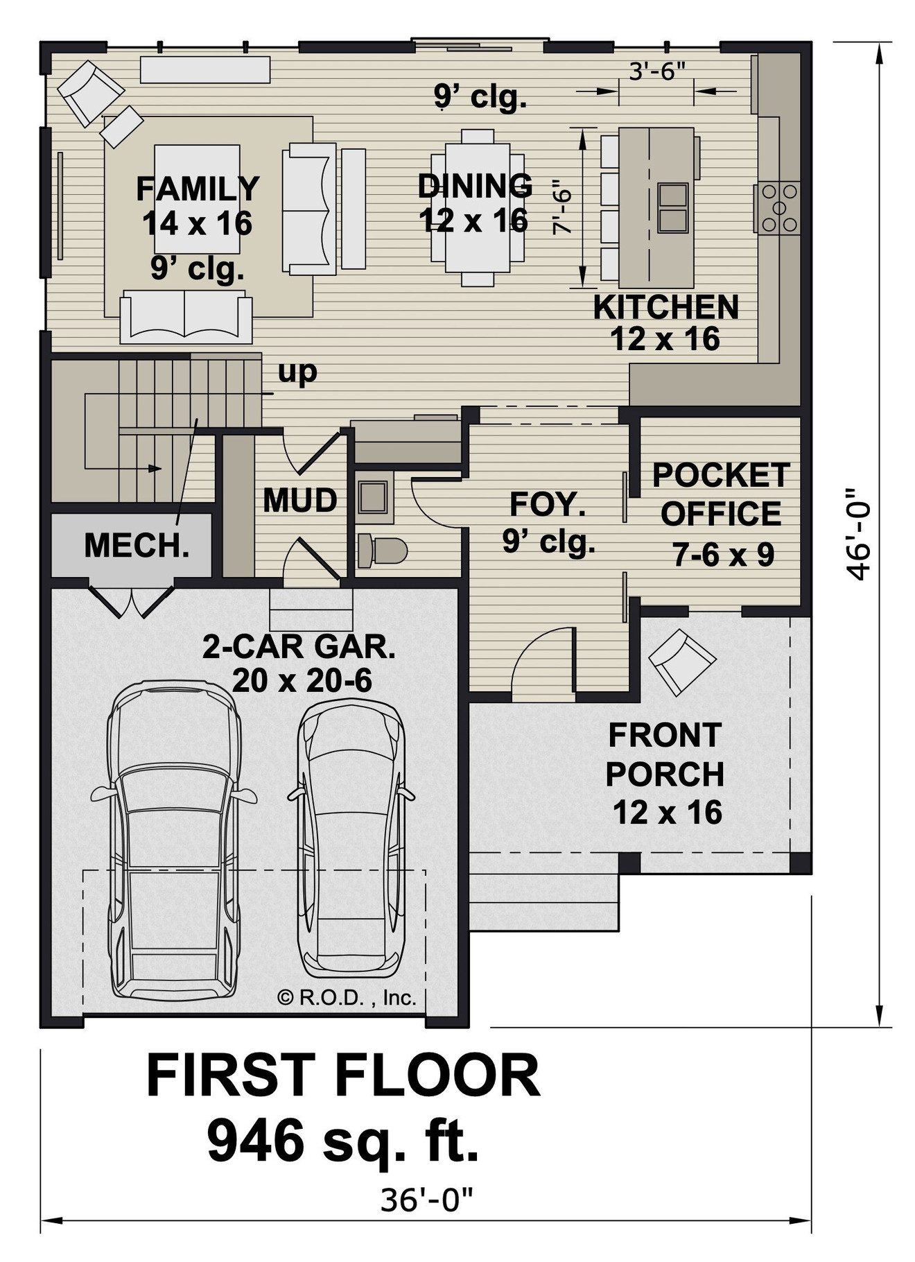 Craftsman House Plan - Redford 14965 - 1st Floor Plan