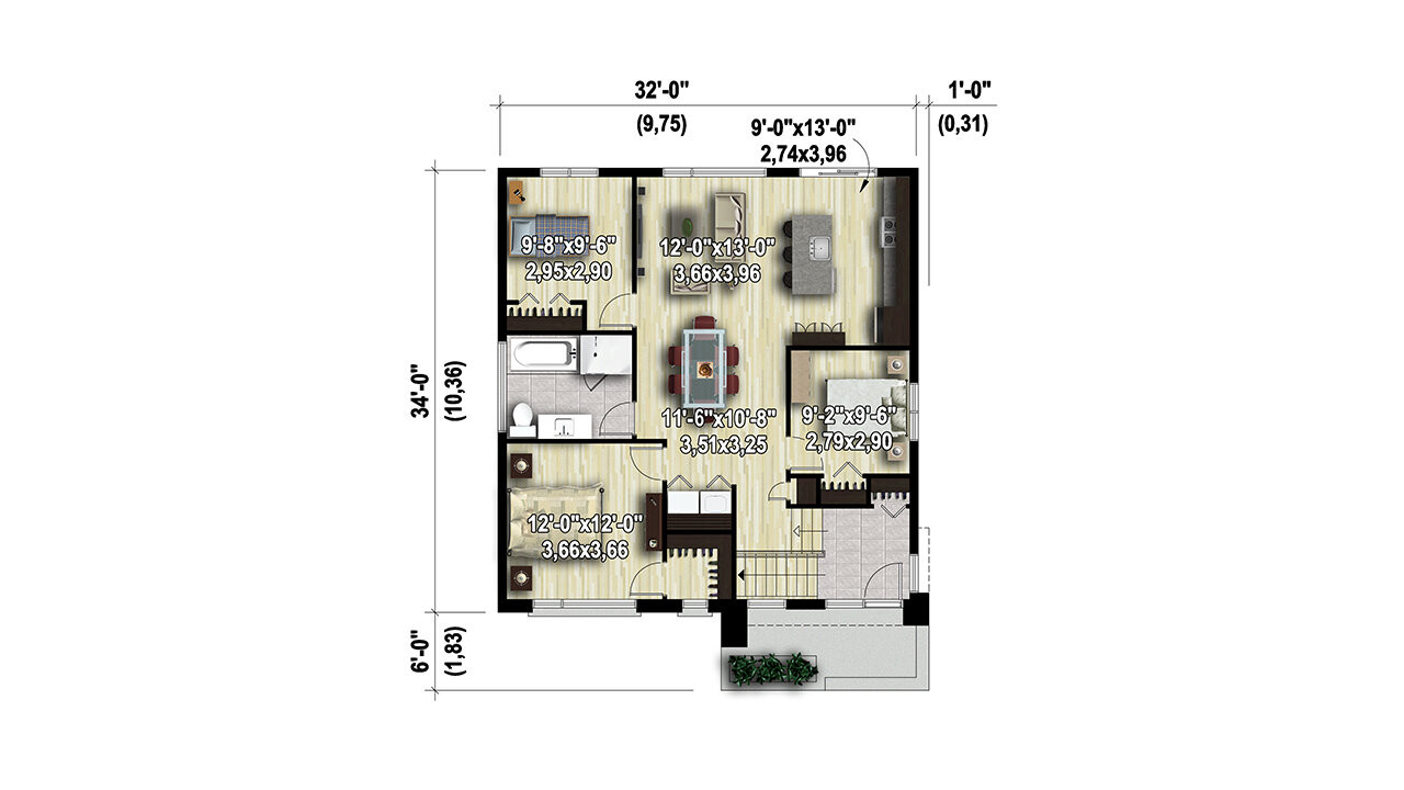 Modern House Plan - 30518 - 1st Floor Plan