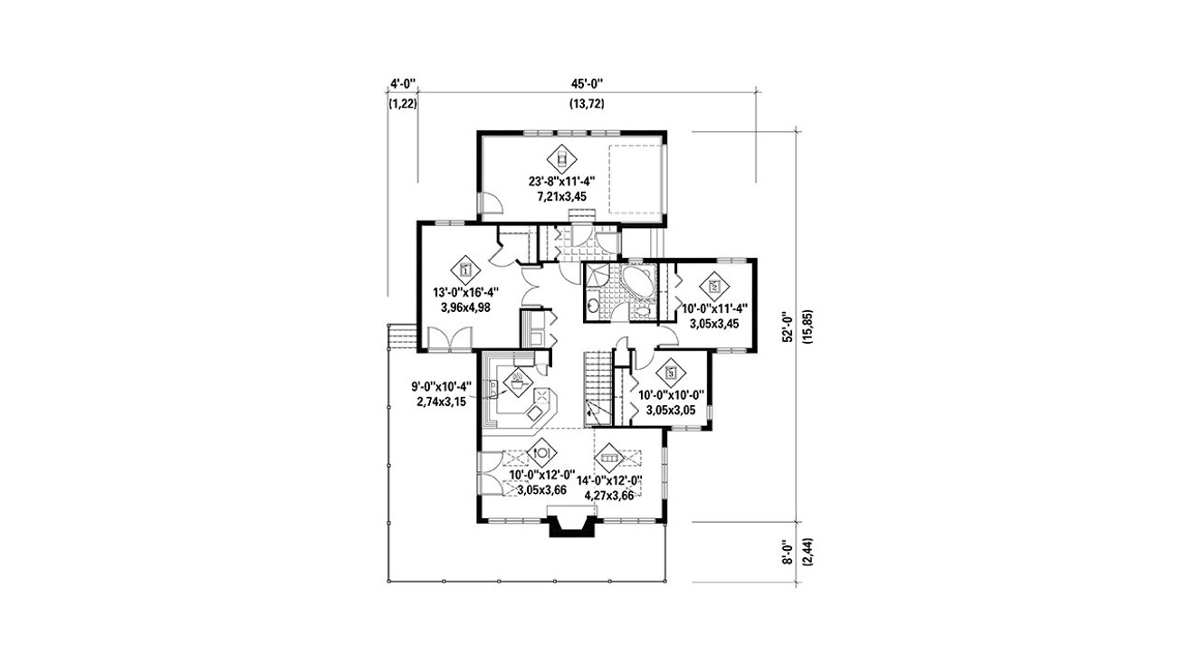 Mountain Rustic House Plan - 84349 - 1st Floor Plan