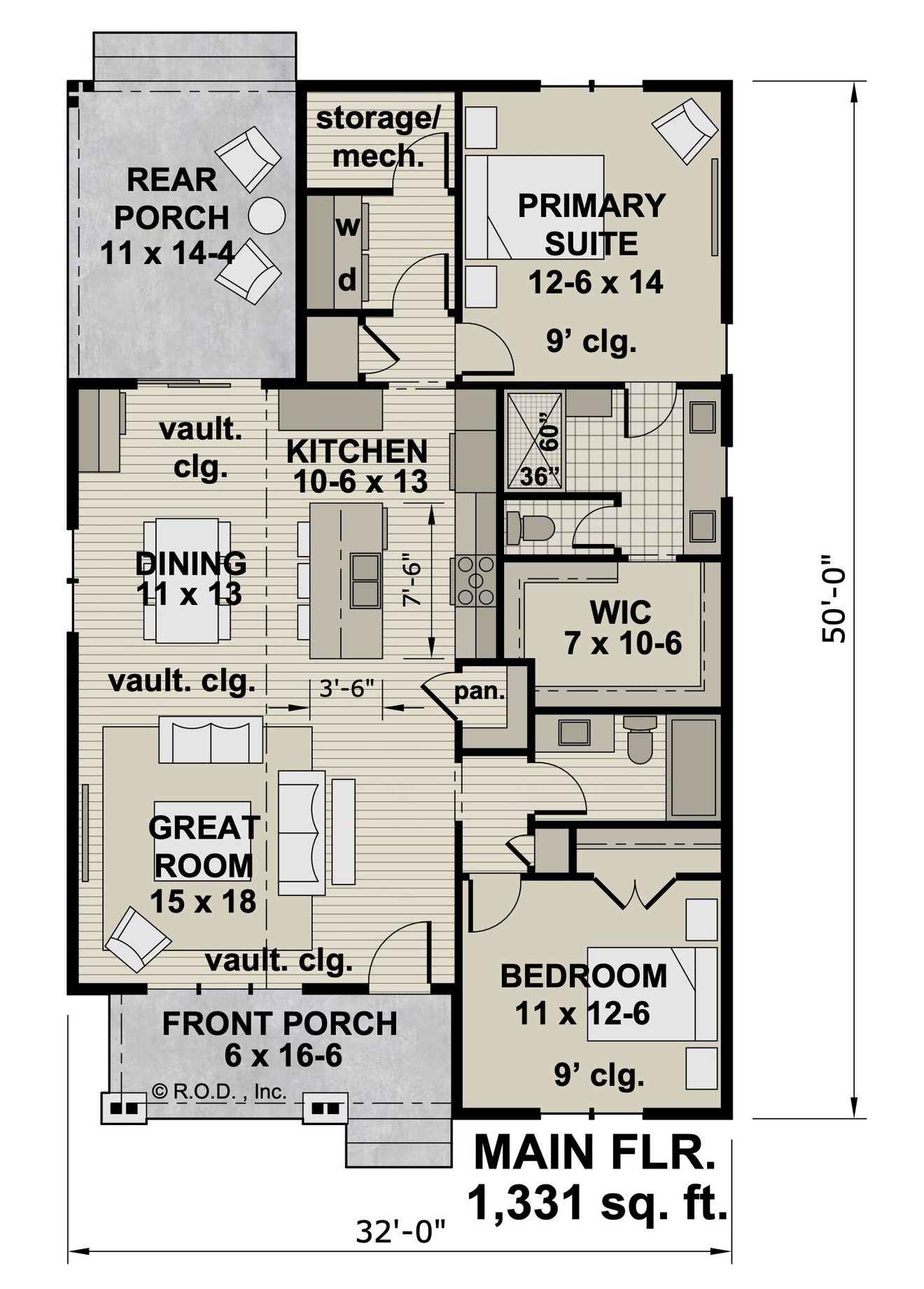 Craftsman House Plan - Gatesville 72986 - 1st Floor Plan