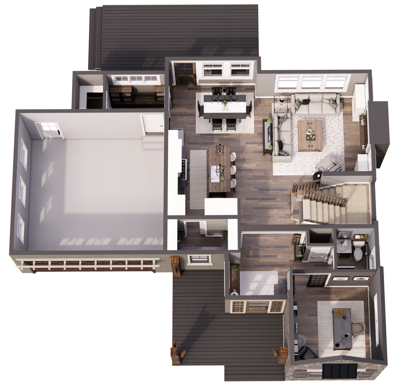 Traditional House Plan - Westerhill 64681 - 1st Floor Plan Dollhouse - 