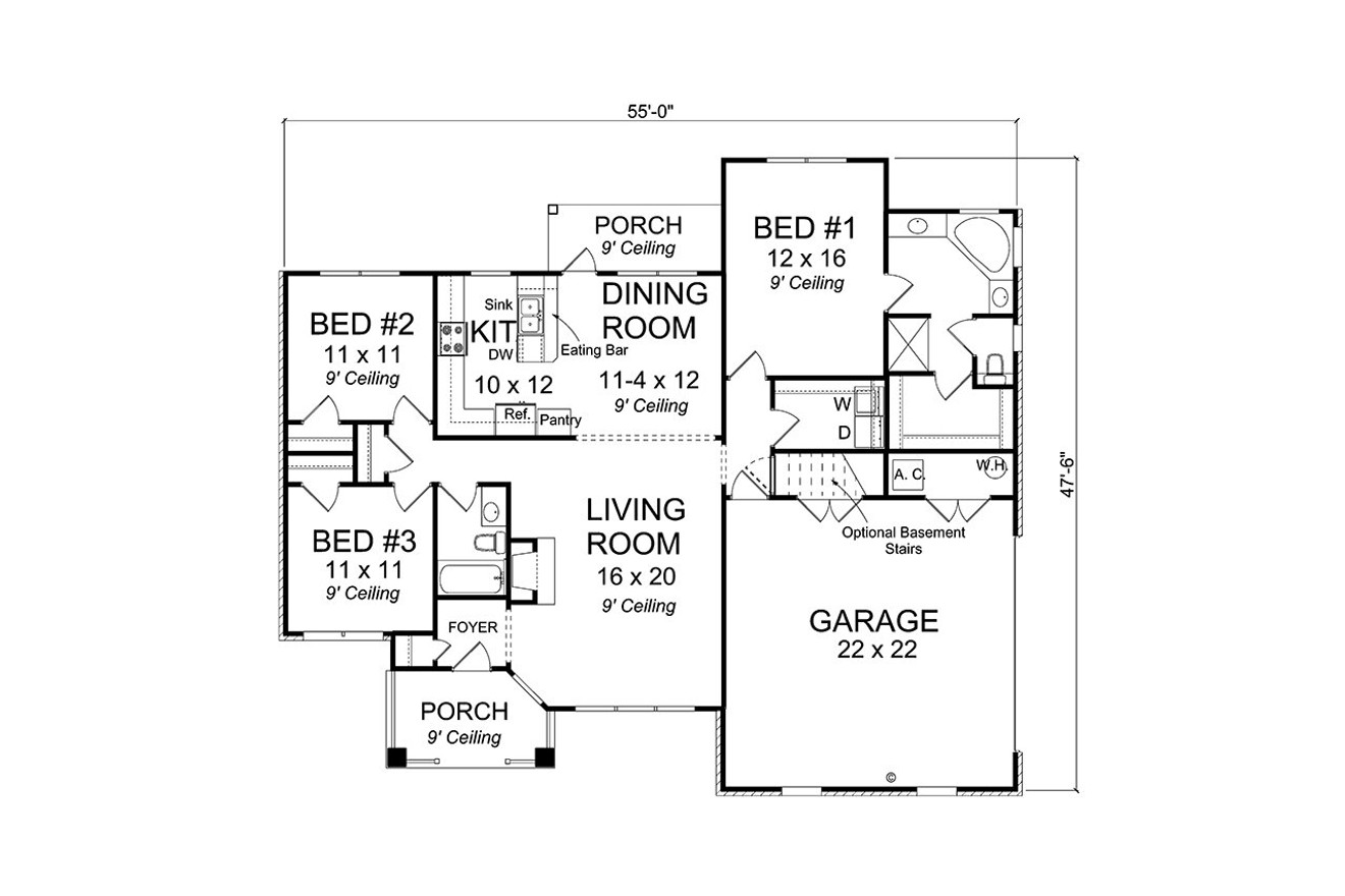 Traditional House Plan - Westwood 20594 - 1st Floor Plan
