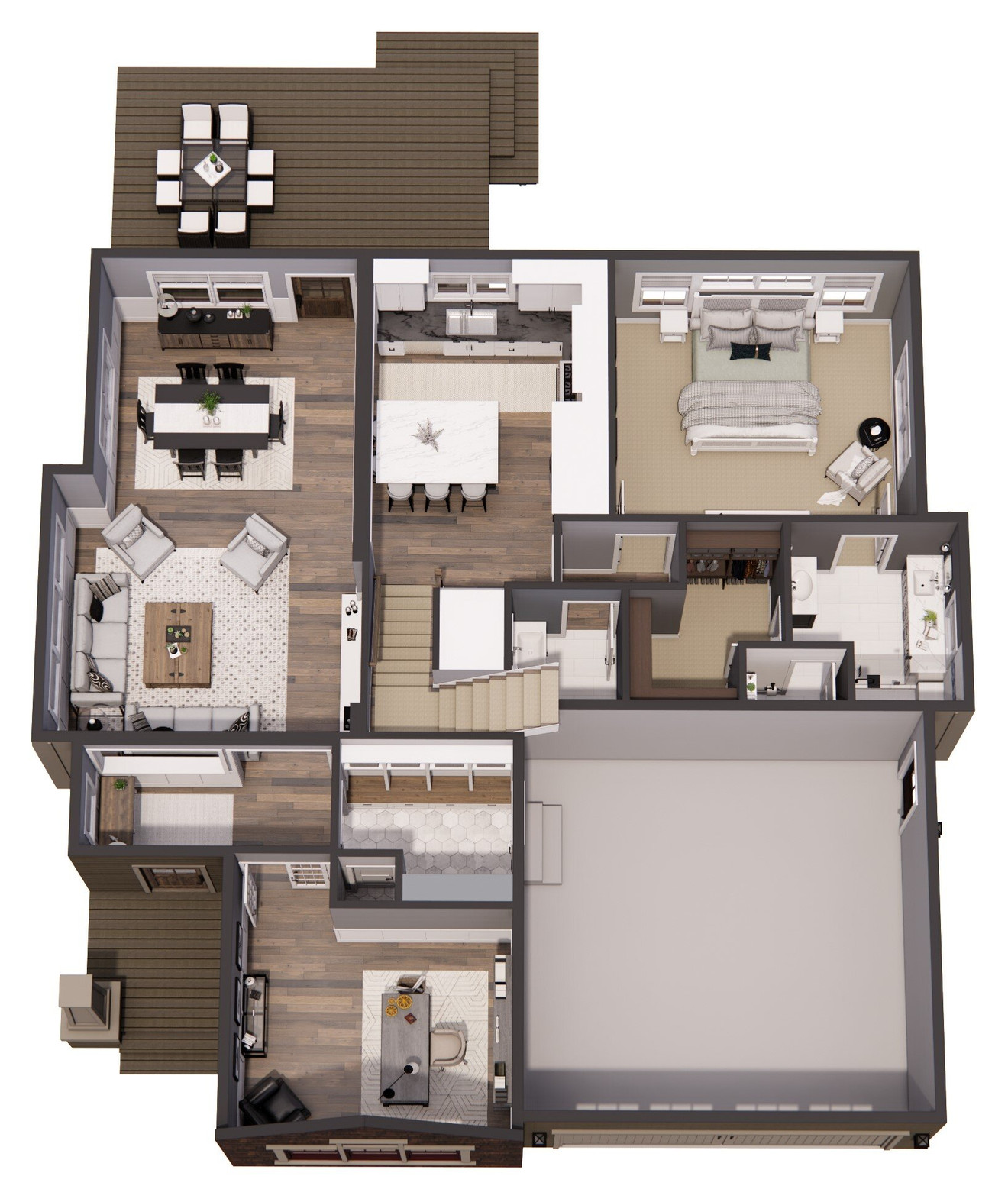 Craftsman House Plan - Augusta 53359 - 1st Floor Plan Dollhouse - 