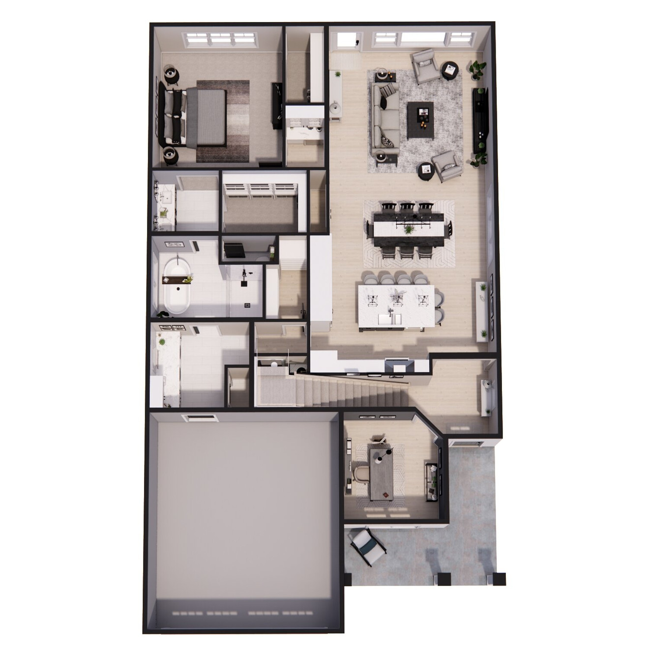 Craftsman House Plan - Stowe 43730 - 1st Floor Plan Dollhouse - 