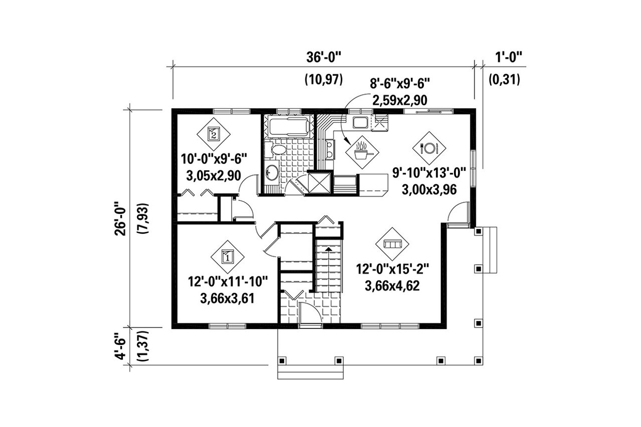 Craftsman House Plan - 73291 - 1st Floor Plan