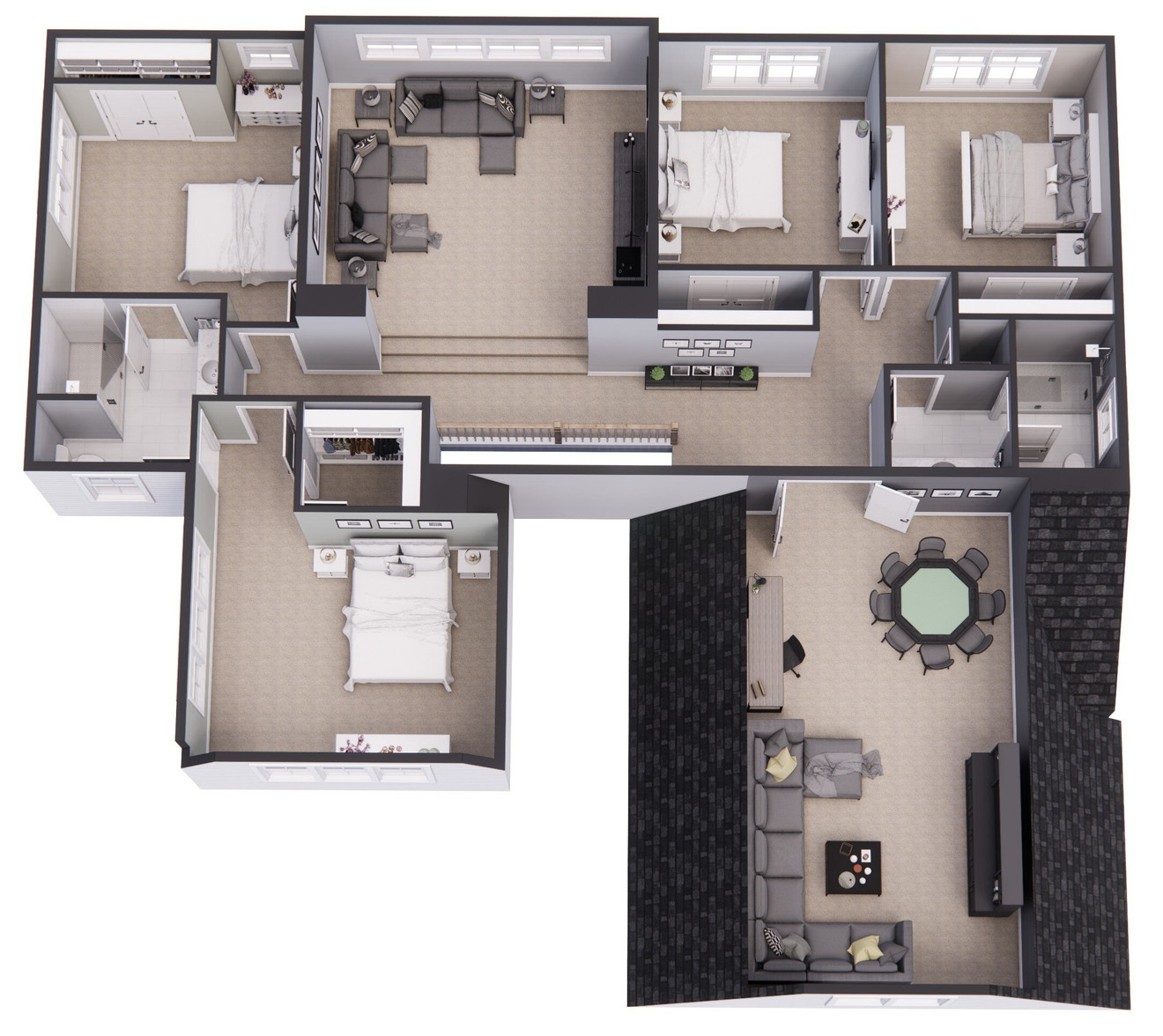 Farmhouse House Plan - Shadow Creek 24734 - 2nd Floor Plan Dollhouse - 