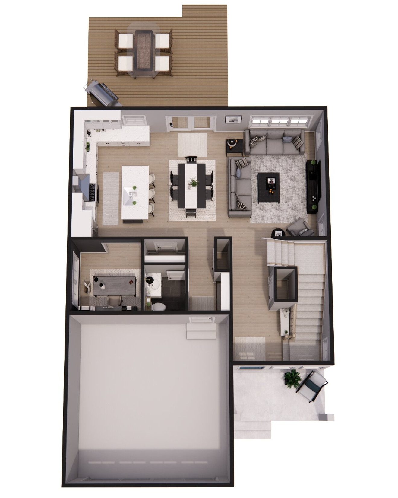 Farmhouse House Plan - White Stone 62356 - 1st Floor Plan Dollhouse - 