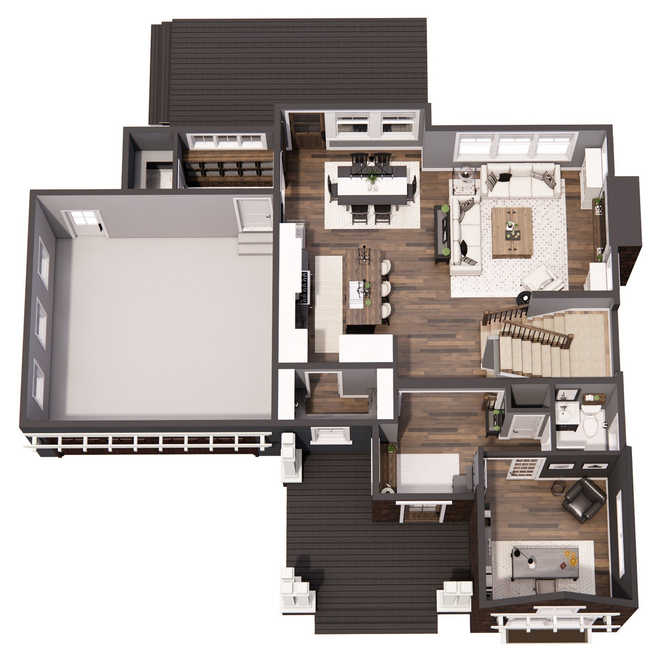 Craftsman House Plan - Hemlock 86226 - 1st Floor Plan Dollhouse - 