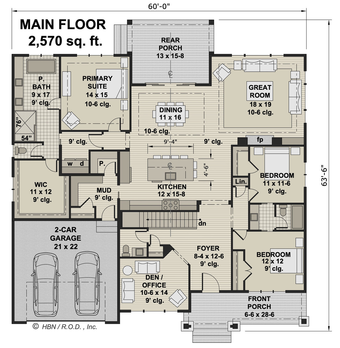 Ranch House Plan - Hyacinth 42901 - 1st Floor Plan