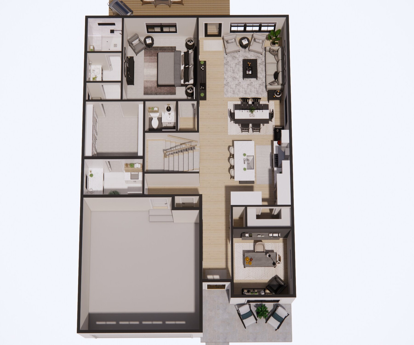 Farmhouse House Plan - Hagwood 18248 - 1st Floor Plan Dollhouse - 