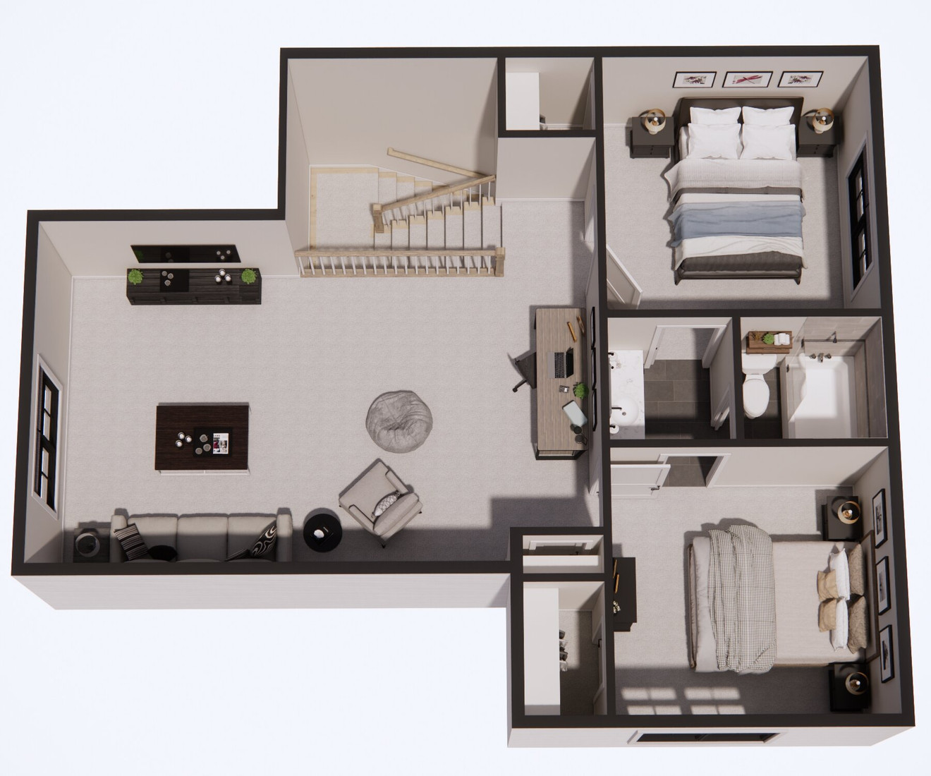 Farmhouse House Plan - Hagwood 18248 - 2nd Floor Plan Dollhouse - 